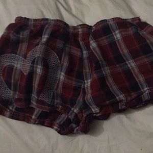 Beautiful red plaid heart shorts for kids
